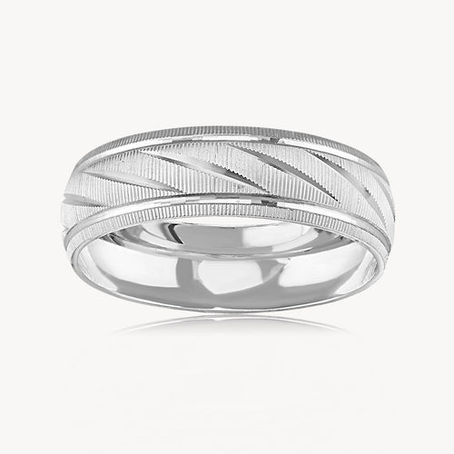 Argolla Lineas Diagonal Diamantada Blanca 1.9gr