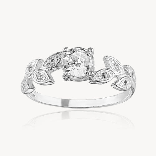 Anillo Solitario Hojas 2.5gr
