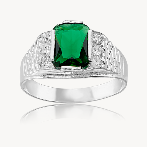 Anillo Solitario Rectangular Arenado 3.5gr