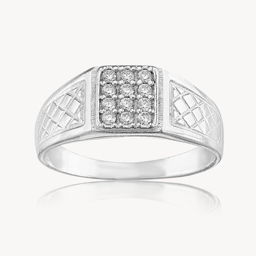 Anillo Cuadro Micropave Lineas 5.0gr