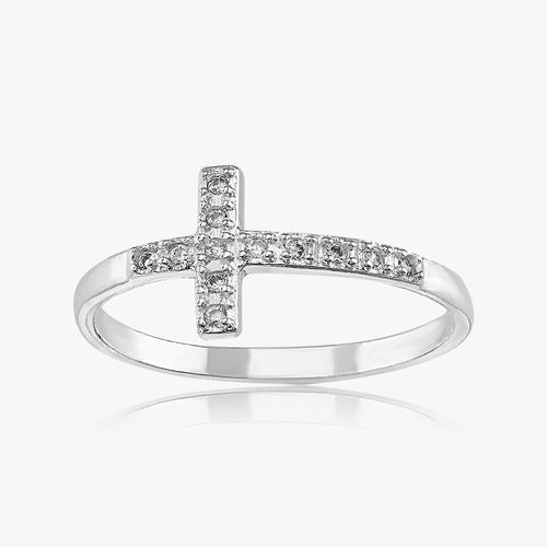 Anillo Cruz Con Piedras 2.0gr