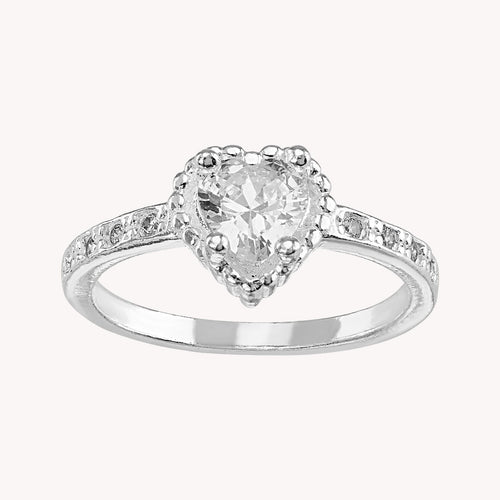 Anillo Solitario Corazón con Piedra PA005
