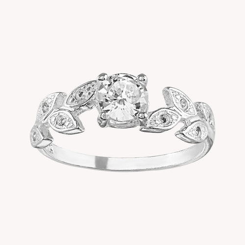 Anillo Solitario Hojas PA010